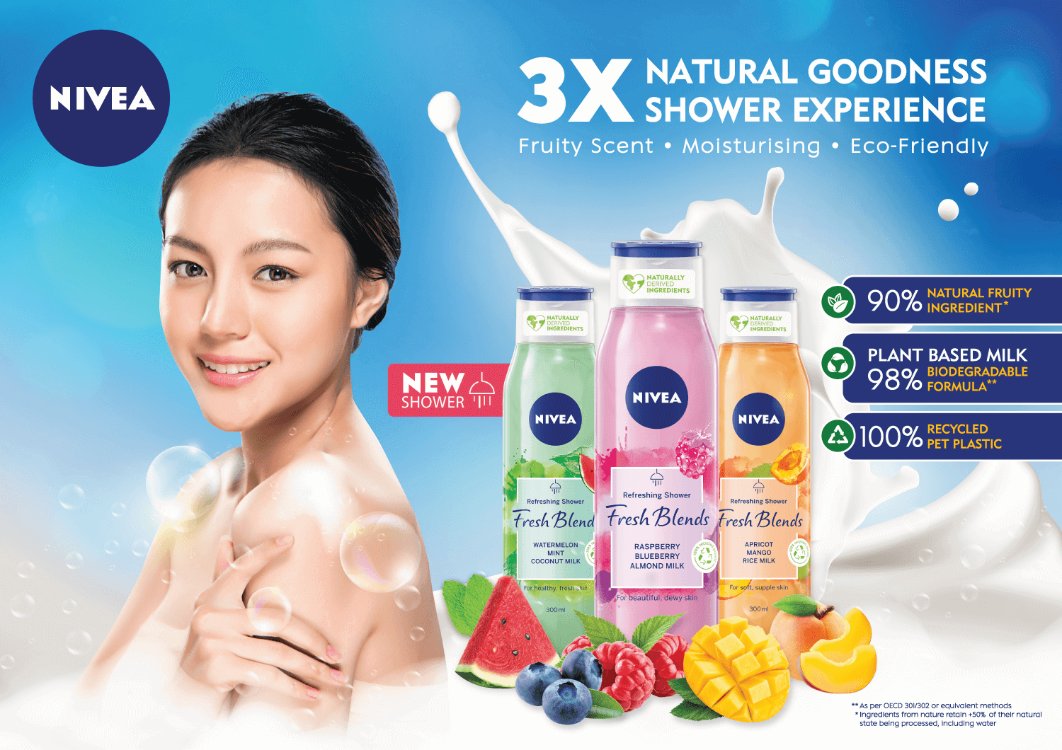 nivea 3x natural goodness shower experience